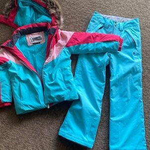 Spyder Blue and Pink Ski Jacket and Pants